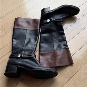BANDOLINO WIDE CALF CARLITA LEATHER SIZE 10 BRN/BLK Boots